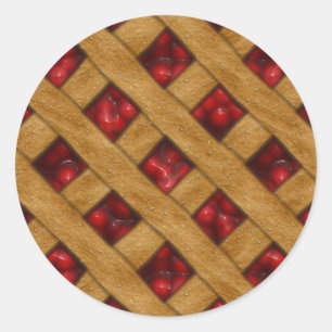 Red Cherry Pie Pattern for Bakers Classic Round Sticker