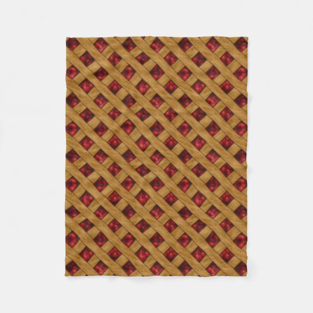 Red Cherry Pie Pattern for Bakers Fleece Blanket (Front)