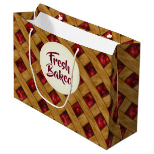 Red Cherry Pie Pattern for Bakers Large Gift Bag