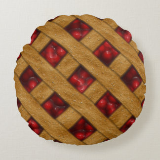 Red Cherry Pie Pattern for Bakers Round Cushion