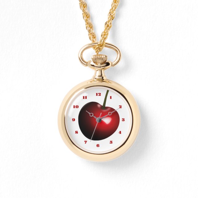 Red Cherry Watch Necklace (Front)