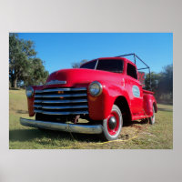 Red Chevrolet Country Pickup Truck Poster Photo