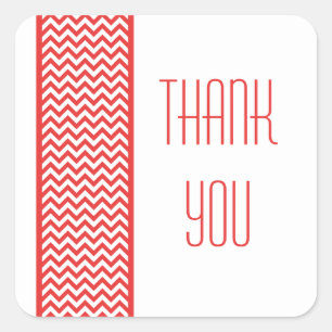 Red Chevron Border Thank You Stickers