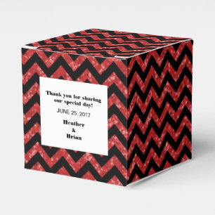 Red Chevron Glitter Favour Box
