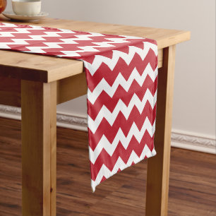 Red Chevron Holiday Christmas Short Table Runner