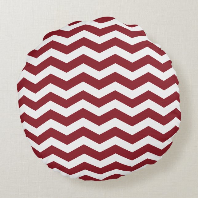 Red Chevron Pattern Round Pillows (Back)