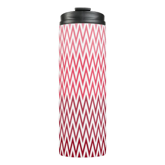 Red Chevron Pattern Travel Mug – Modern Reusable  (Front)