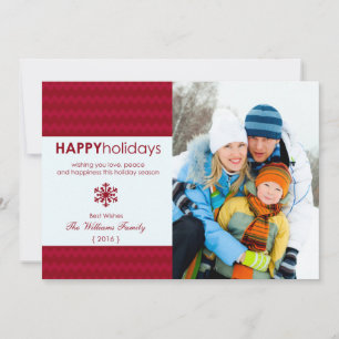 Red Chevron Snowflake Holiday Flat Card