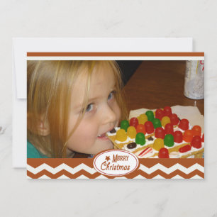 Red Chevron Stripe Holiday Photo Card