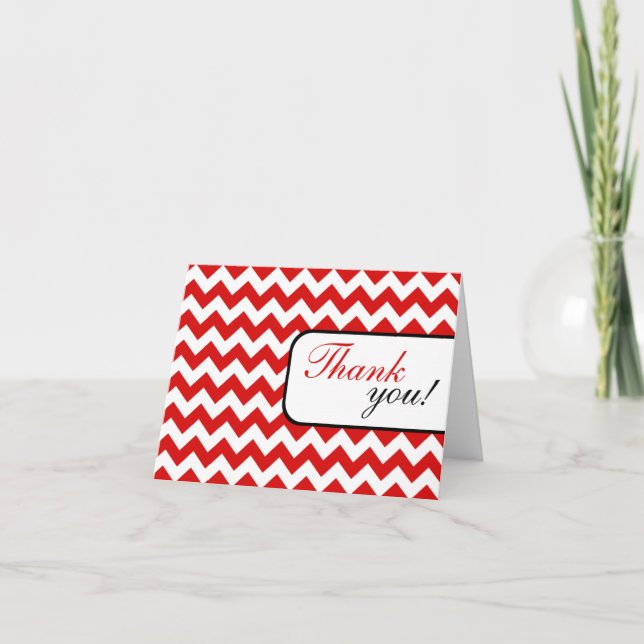 Red Chevron Thank You Card (Front)