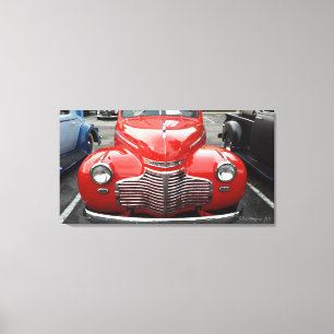 Red Chevy 1941 Coupe Triptych Canvas Print
