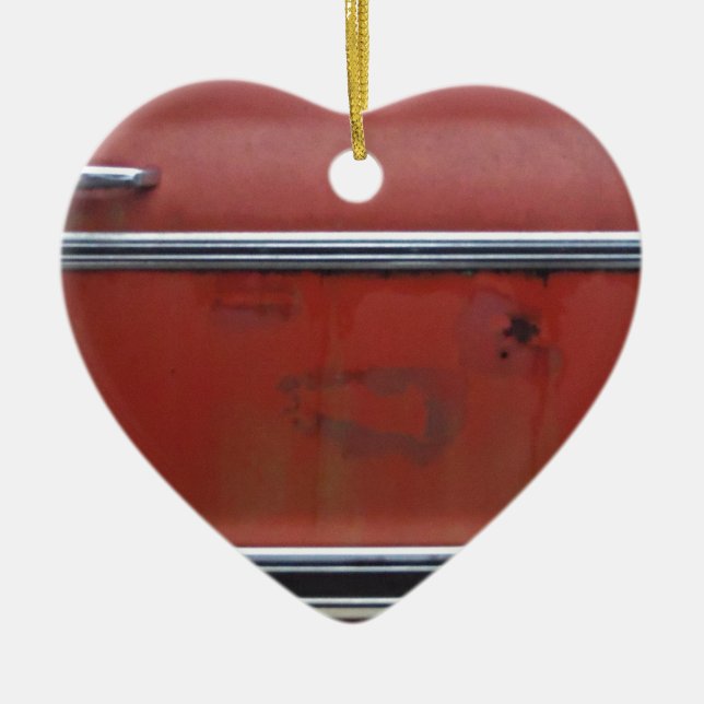 Red Chevy silver trim Ceramic Tree Decoration (Front)