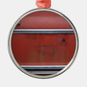 Red Chevy silver trim Metal Tree Decoration