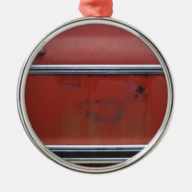 Red Chevy silver trim Metal Tree Decoration (Front)