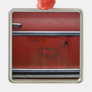 Red Chevy silver trim Metal Tree Decoration
