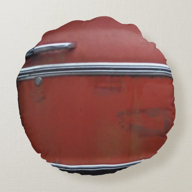 Red Chevy silver trim Round Cushion (Back)