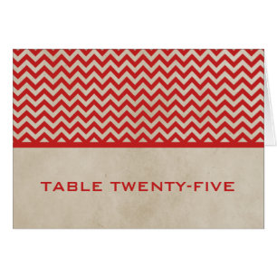 Red Chic Chevron Table Number Card