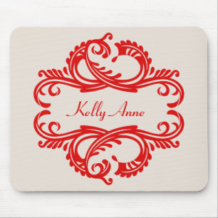 Red Chic Damask Mousepad