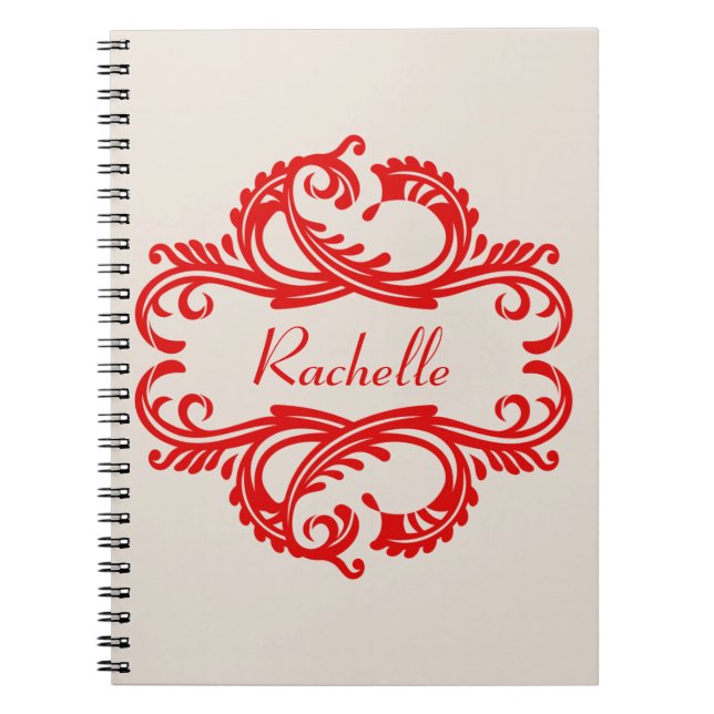 Red Chic Damask Notebook (Front)