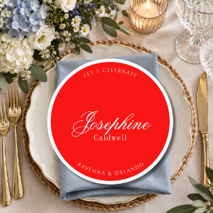 Red Chic Formal Round Wedding Guest Place Programme