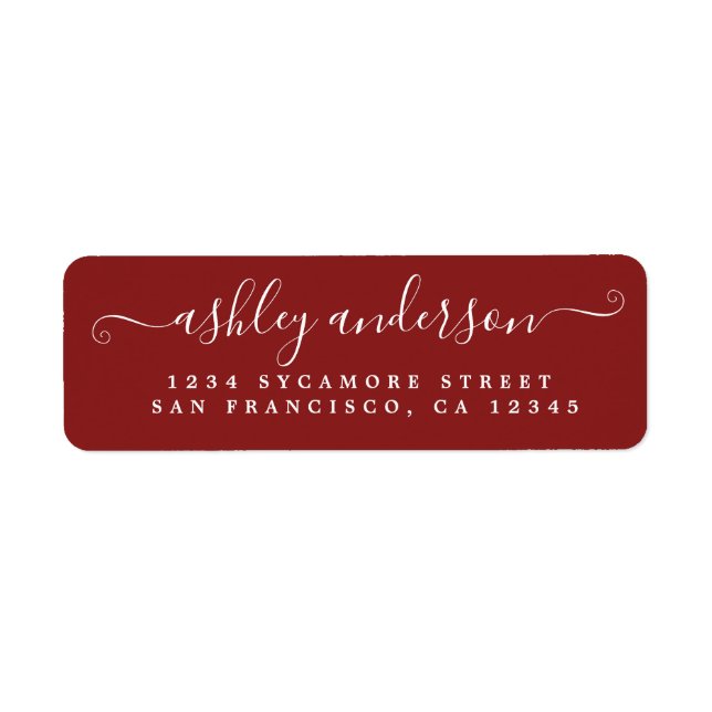 Red Chic Script Name Return Address (Front)