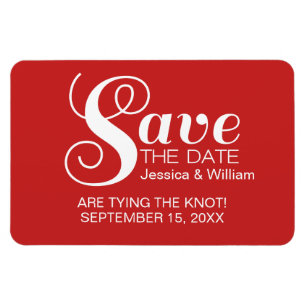 Red Chic Typography Save the Date Magnet