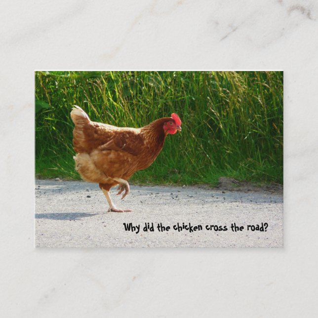 Red Chicken Cross the Road business card (Front)