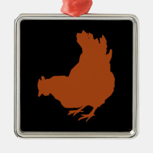 Red Chicken Hen Metal Tree Decoration