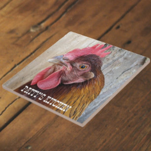 Red Chicken Hen Photo Personalised Tile