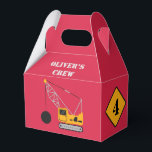 Red Children's Construction Birthday Paper  Favour Box<br><div class="desc">Celebrate your young foreman's special event with a construction themed party. Simple party paper favour box with construction theme. Fully personalizable and available in three bright youthful colours. Contact us for assistance in personalising or customising to your need.</div>