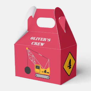 Red Children's Construction Birthday Paper Favour Box