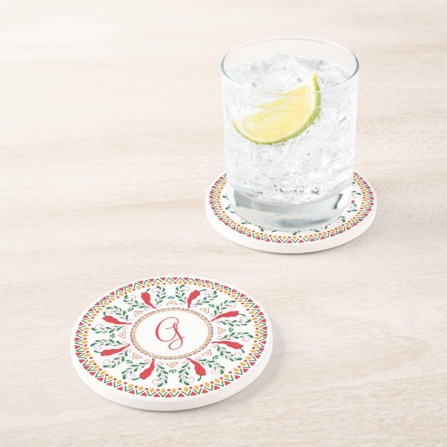 Red Chile Pepper Wreath Coaster (Side)