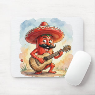 Red Chili Pepper Guitar Player Mouse Pad