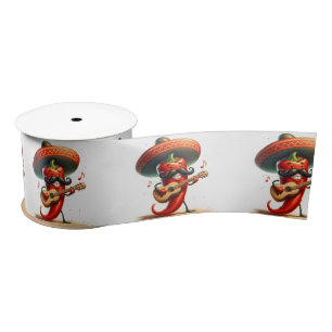 Red Chili Pepper Musician Satin Ribbon