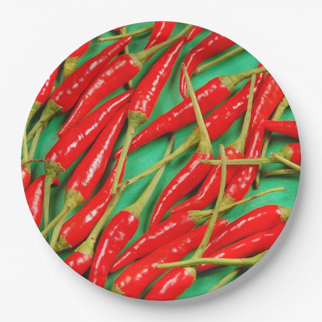 Red chili peppers paper plate (Front)