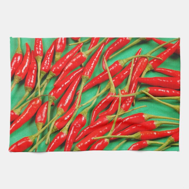 Red chili peppers tea towel (Horizontal)
