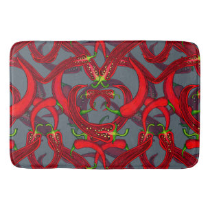 red chili peppers with  bath mat
