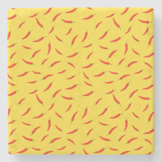 Red Chilies Pattern Stone Coaster