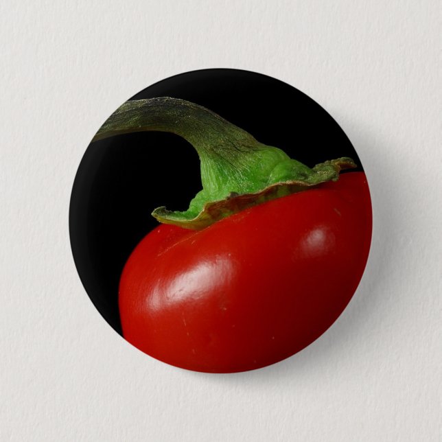 Red chilli 6 cm round badge (Front)
