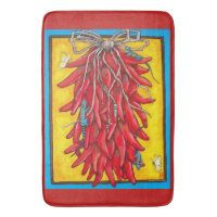 Red Chilli Chile Pepper Ristra Lizard Bath Mat