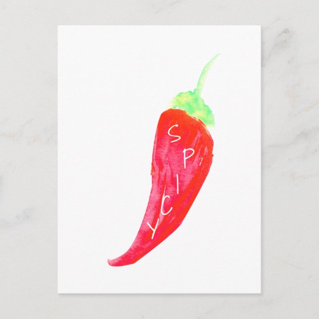 Red Chilli Hand Painted Watercolor Peppers Postcard (Front)