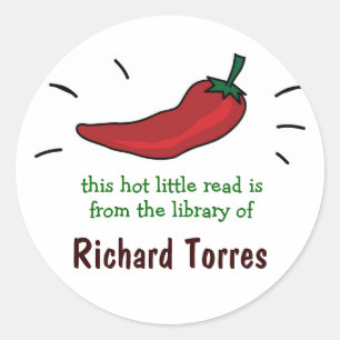 Red Chilli Pepper Bookplates Classic Round Sticker