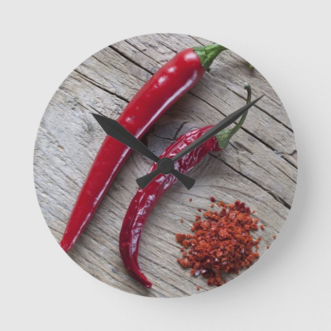 Red Chilli Pepper Round Clock (Front)