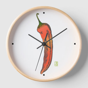 Red Chilli Pepper Wall Clock