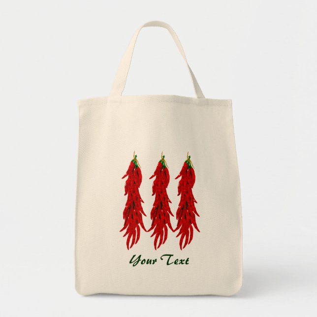Red Chilli Peppers Grocery Tote Bag (Front)