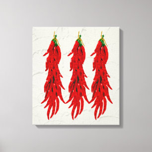 Red Chilli Peppers Kitchen Art Canvas Print