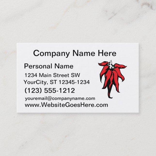 Red Chilli Peppers On a String Graphic Business Card (Front)