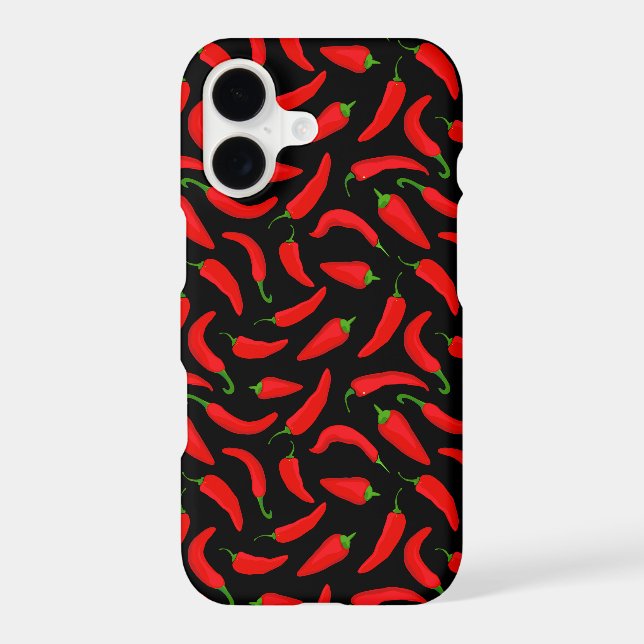 Red Chilli Peppers on Black iPhone Case (Back)