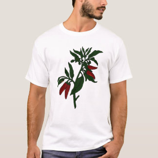 Red chilli peppers on dark green plant T-Shirt