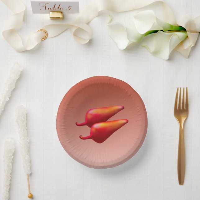 Red Chilli Peppers paper bowls Plate (Wedding)